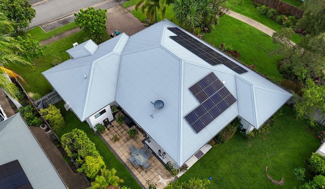 Aerial View of a White House With Solar Panels — UAScend Aerial Solutions in Townsville, QLD