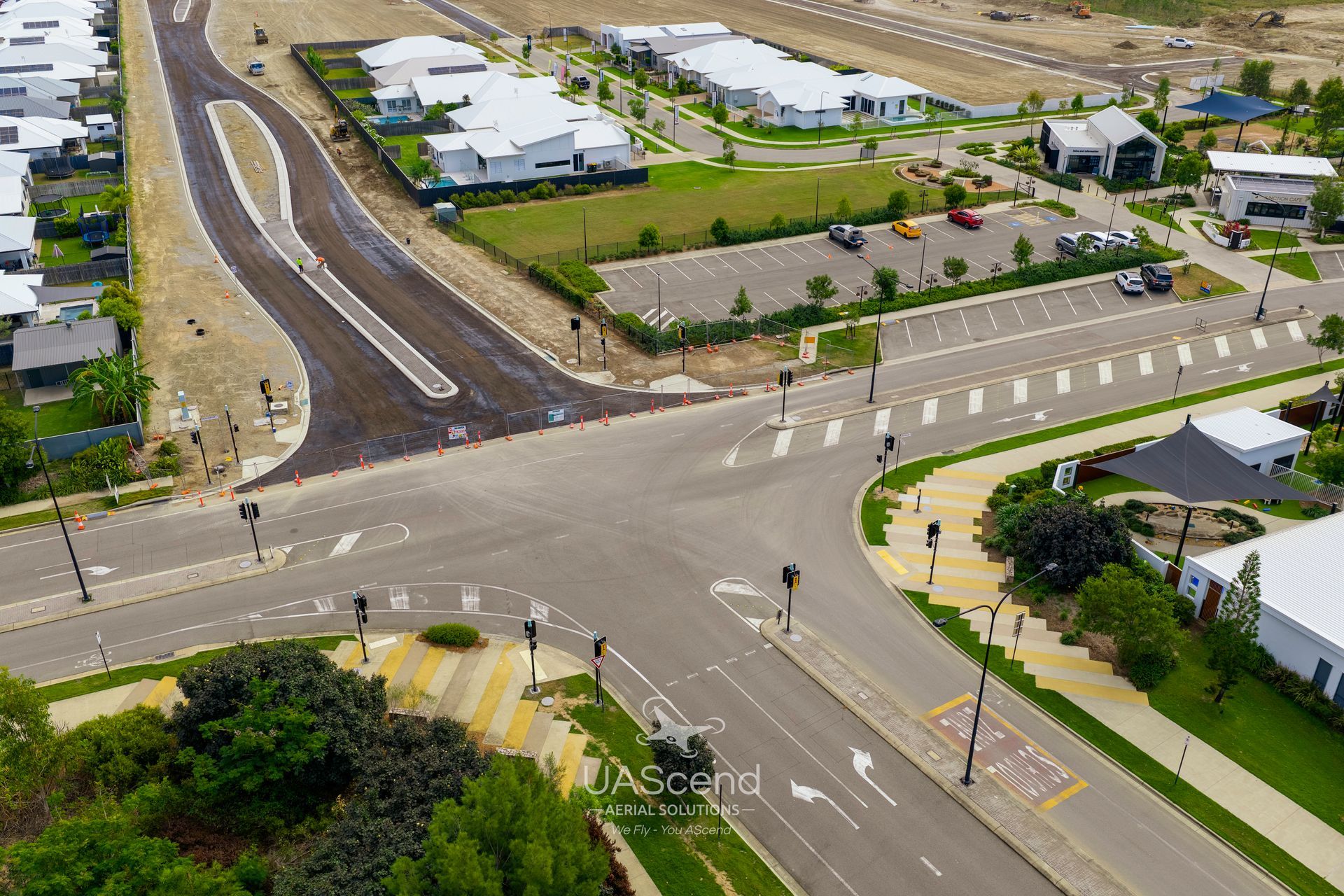 Aerial View of a Curved Road Intersection — UAScend Aerial Solutions in Townsville, QLD