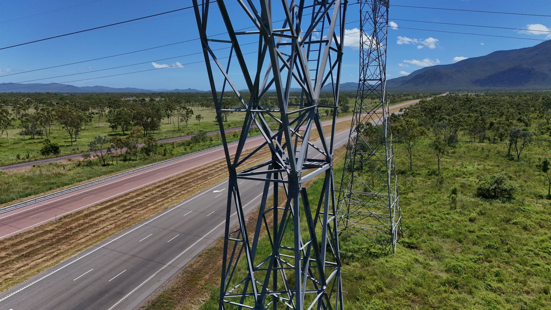 High-voltage Power Lines Beside a Rural Highway — UAScend Aerial Solutions in Townsville, QLD