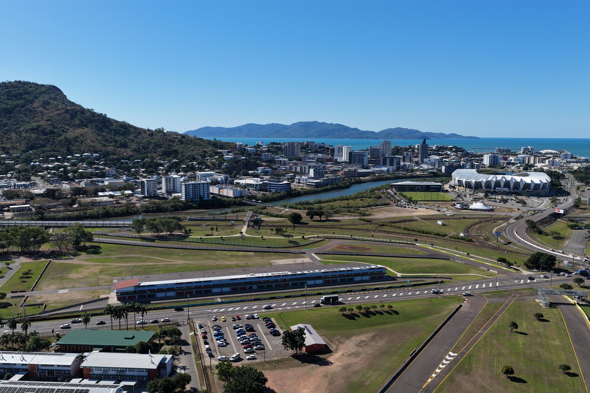 Aerial View of a City Beside Green Fields — UAScend Aerial Solutions in Townsville, QLD