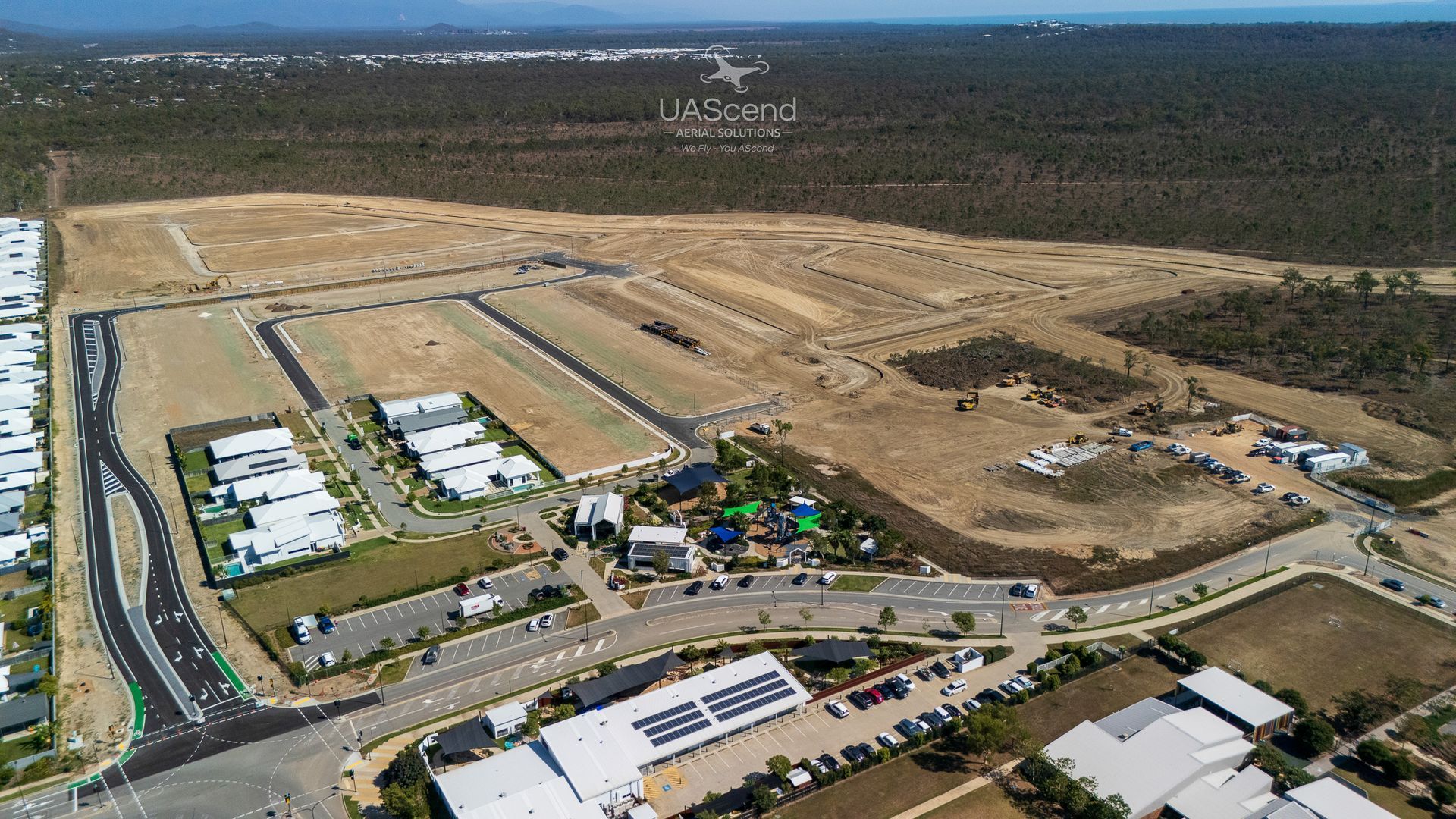 Aerial View of a Large Construction Site With Roads, Buildings — UAScend Aerial Solutions in Townsville, QLD