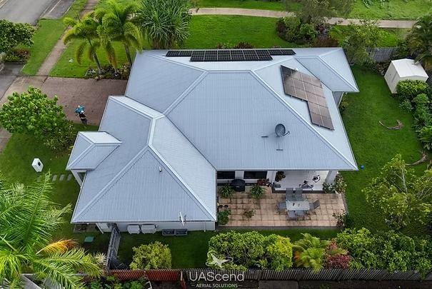 Aerial View of a Gray-roofed House With a Patio — UAScend Aerial Solutions in Townsville, QLD