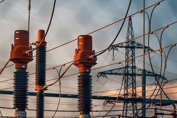 Orange Electrical Insulators and Power Lines in an Industrial Substation — UAScend Aerial Solutions in Townsville, QLD