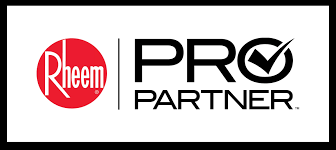 Rheem Pro Partner logo with a red circle and checkmark icon.