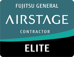 Fujitsu General Airstage Contractor Elite logo in teal, white, and black.
