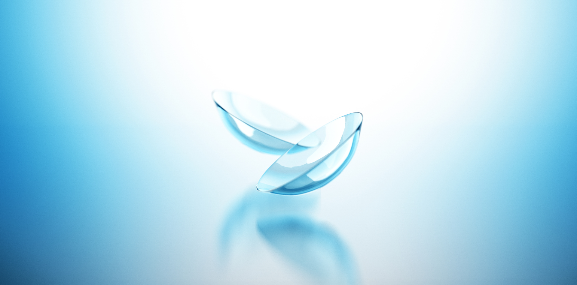 Abstract blue-and-white swooshing bird logo on a glossy white background
