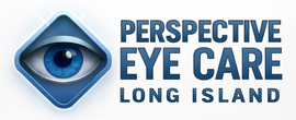 Perspective Eye Care Long Island logo with blue eye icon and text on white background