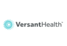 Versant Health logo with teal sunburst icon and gray text on white background