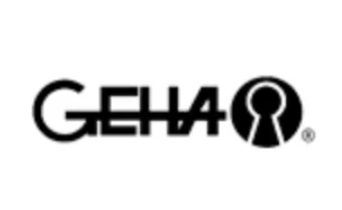 GEHA logo in black with keyhole icon