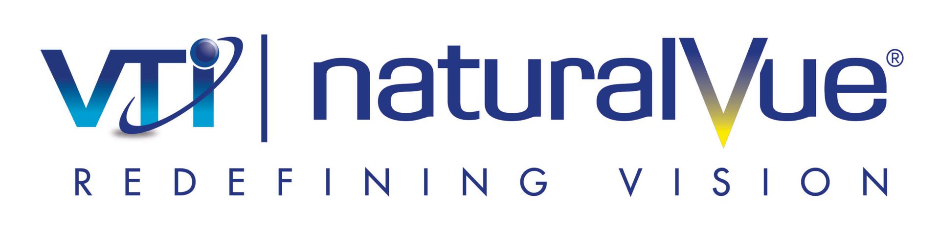 VTi naturalVue logo with blue and gray text and the tagline “REDEFINING VISION”