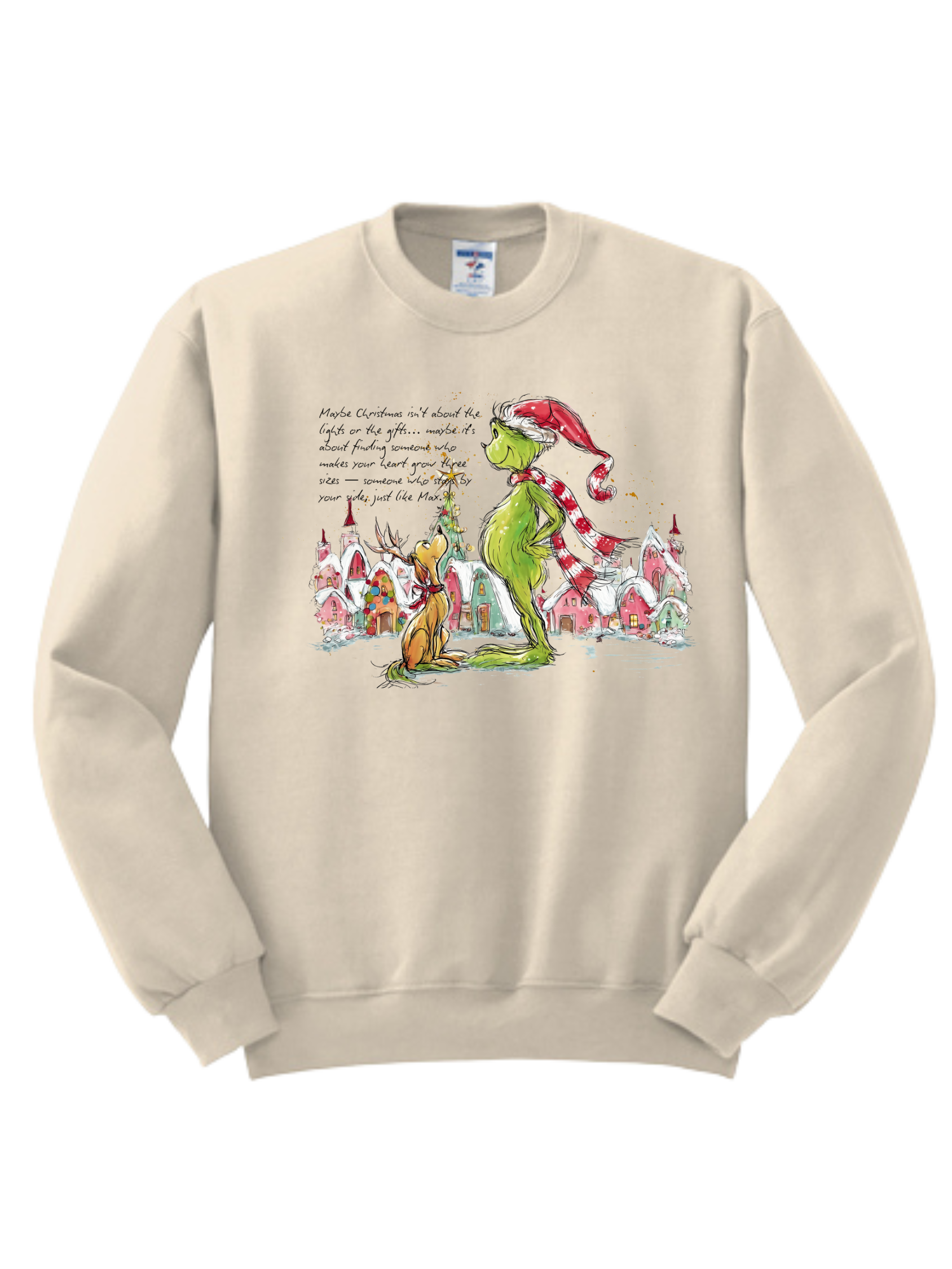 Cream sweatshirt with colorful floral bunny illustration on the chest