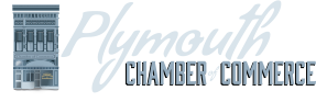 Plymouth Chamber of Commerce logo featuring a building graphic and text.