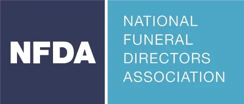 Logo for the National Funeral Directors Association. Features the letters NFDA and the words “National Funeral Directors Association”.