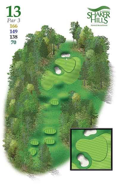 A map of a golf course called shaker hills
