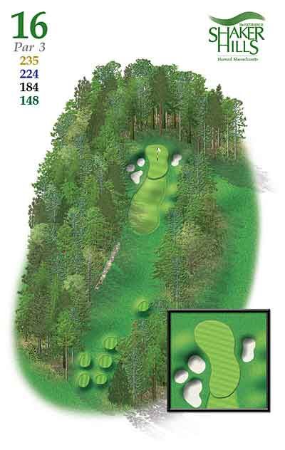A map of a golf course called shaker hills