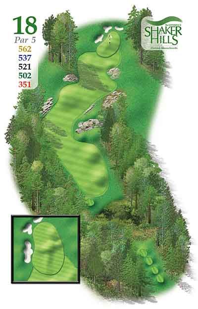 A map of a golf course with the number 18 on it
