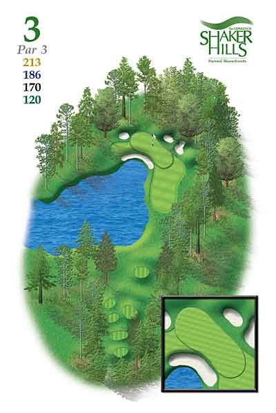 A map of a golf course called shaker hills