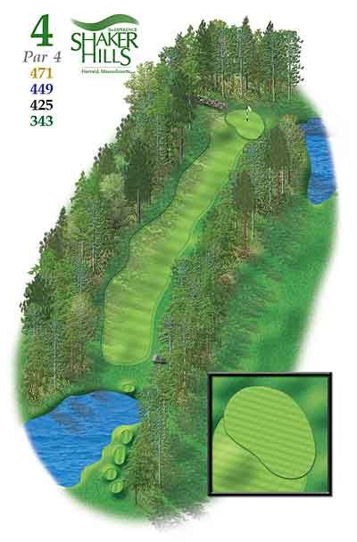 A map of a golf course called shaker hills