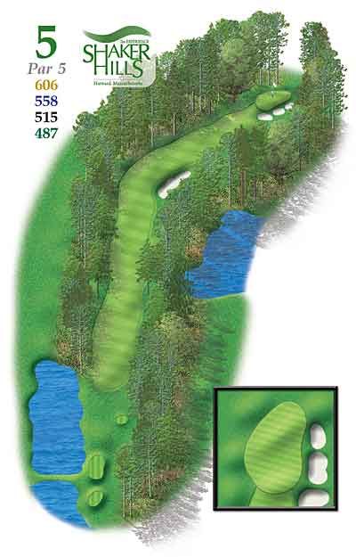 A picture of a golf course with the number 5 on it