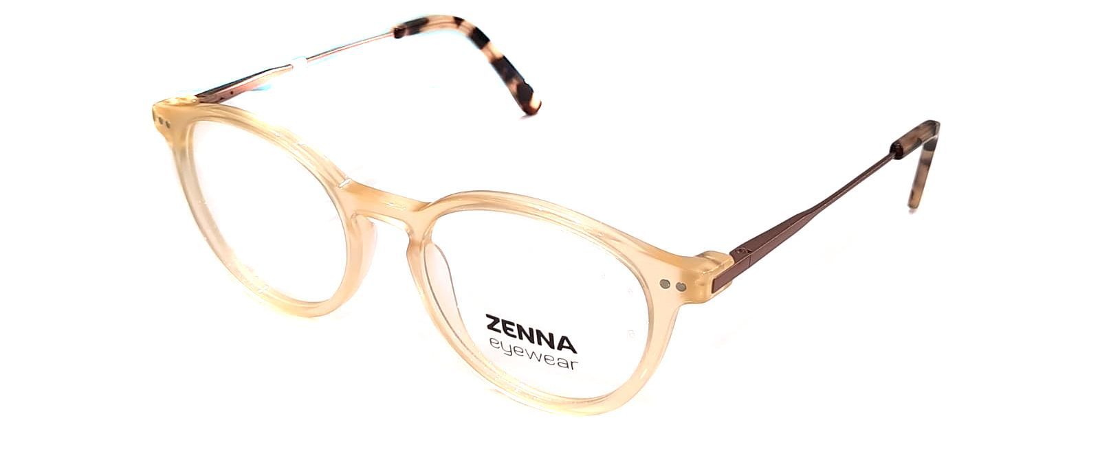 Un par de gafas con montura con estampado de leopardo sobre fondo blanco.