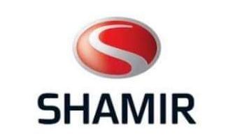 Un logotipo para Shamir con una S roja encima.