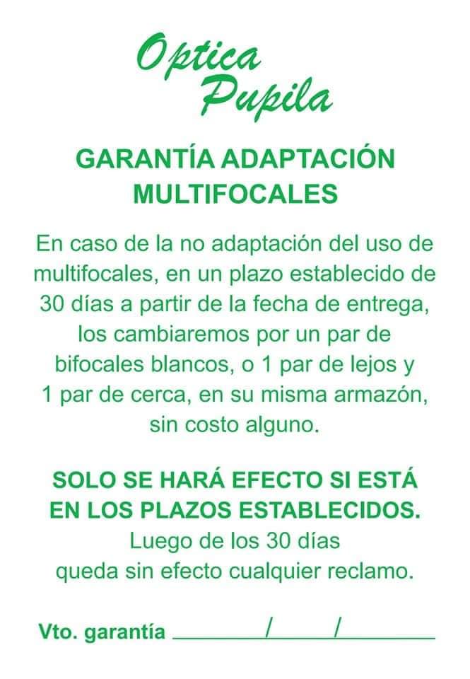 GARANTIA EN ADAPTACION EN MULTIFOCALES