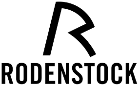 Un logotipo en blanco y negro para Rodenstock sobre un fondo blanco.