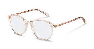 Un par de gafas redondas con lentes transparentes sobre un fondo blanco.