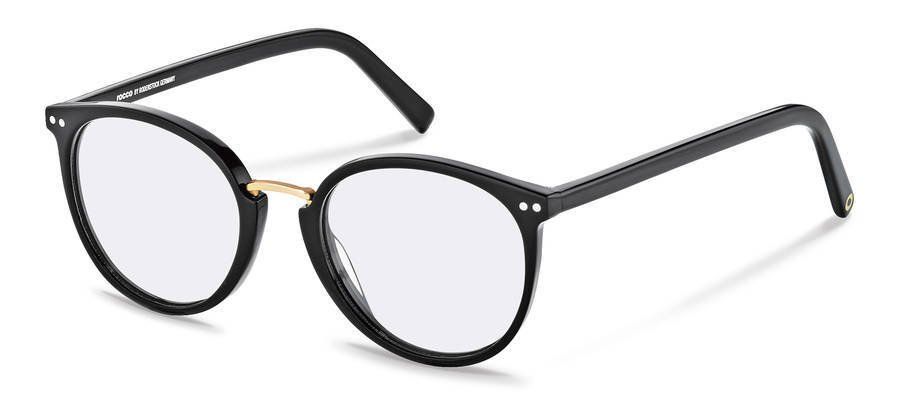 Un par de gafas negras con lentes transparentes sobre un fondo blanco.