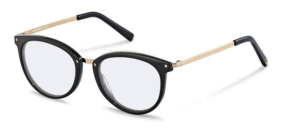 Un par de gafas negras y doradas sobre un fondo blanco.