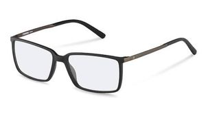 Un par de gafas negras con lentes transparentes sobre un fondo blanco.