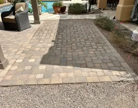 Custom patio installation creating an inviting outdoor gathering space