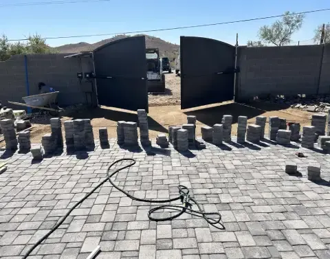Driveway landscaping creating a finished entrance to a residential property