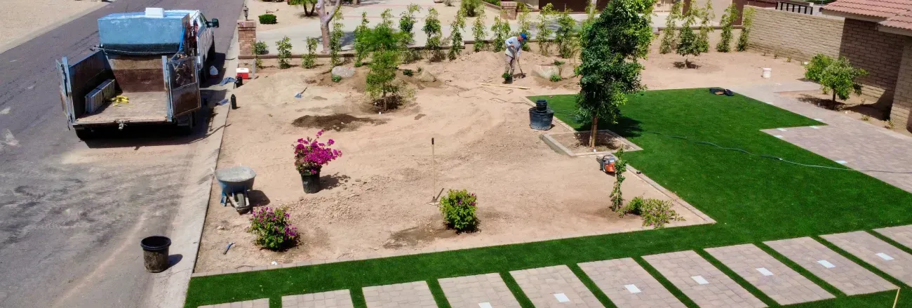 Professional landscape installation creating an improved outdoor space