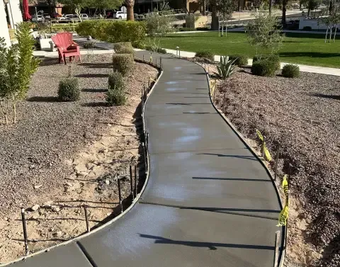 Landscape walkway installation creating a functional path through the yard