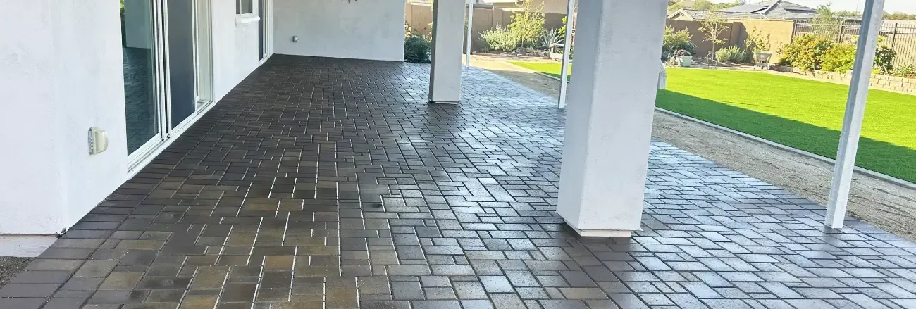 Professional patio installation creating a functional outdoor living area