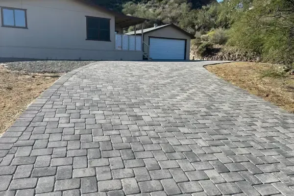 Residential driveway installation connecting the home to the street