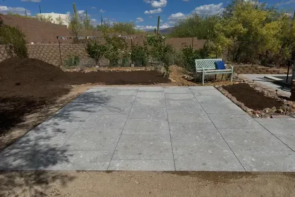 Residential patio installation extending usable space into the yard