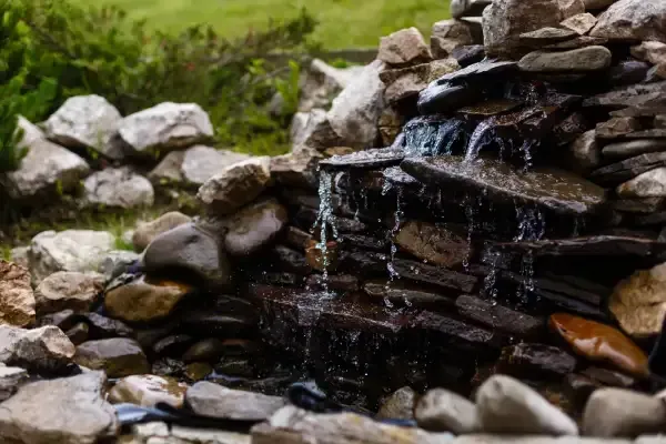Residential water feature adding visual interest to an outdoor space
