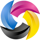 Un logo circolare tridimensionale composto da quattro segmenti curvi nei colori ciano, magenta, giallo e nero su sfondo bianco.