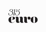 A black and white logo for 315 euro on a white background.