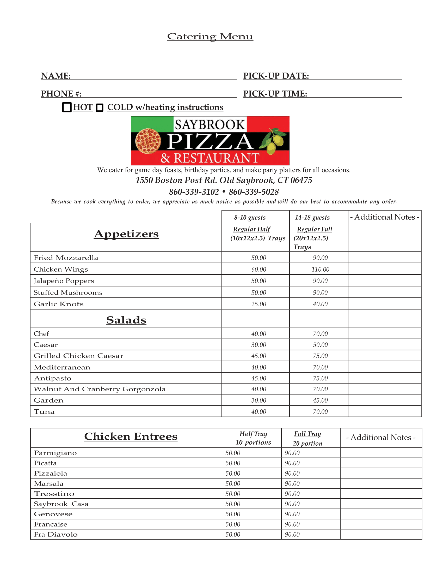 New Catering Menu — Old Saybrook, CT — Saybrook Pizza & Restaurant New Catering Menu — Old Saybrook, CT — Saybrook Pizza & Restaurant