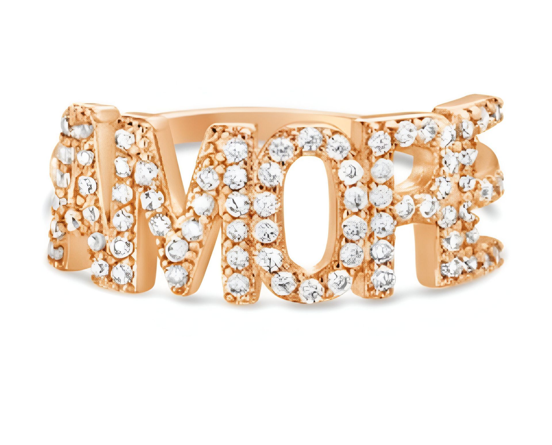 Anillo de oro rosa con la palabra 