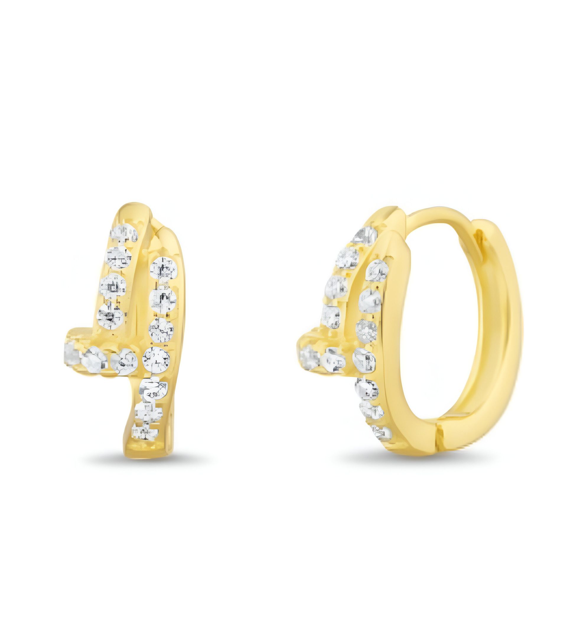 Pendientes de aro dorados con detalles de cristal transparente.