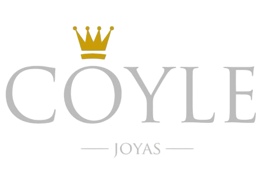 Logotipo para la joyería Coyle Joyas, con una corona dorada sobre el texto gris.