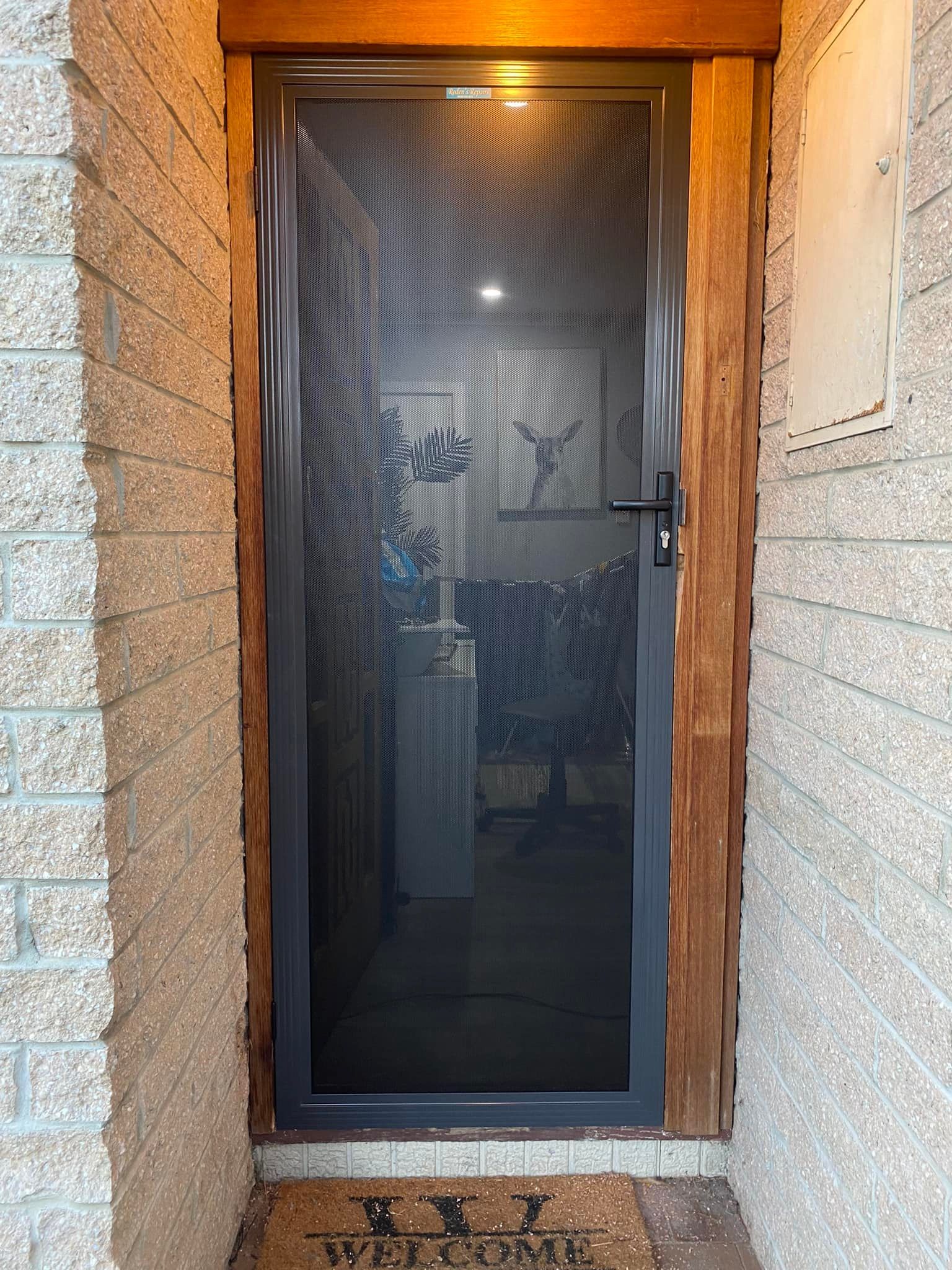 A Dark Gray Screen Storm Door Set — Rodens Repairs Flyscreens and Doors In Sorell, TAS
