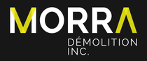 Logo de MORRA DéMOLITION INC. en blanc et jaune sur fond noir