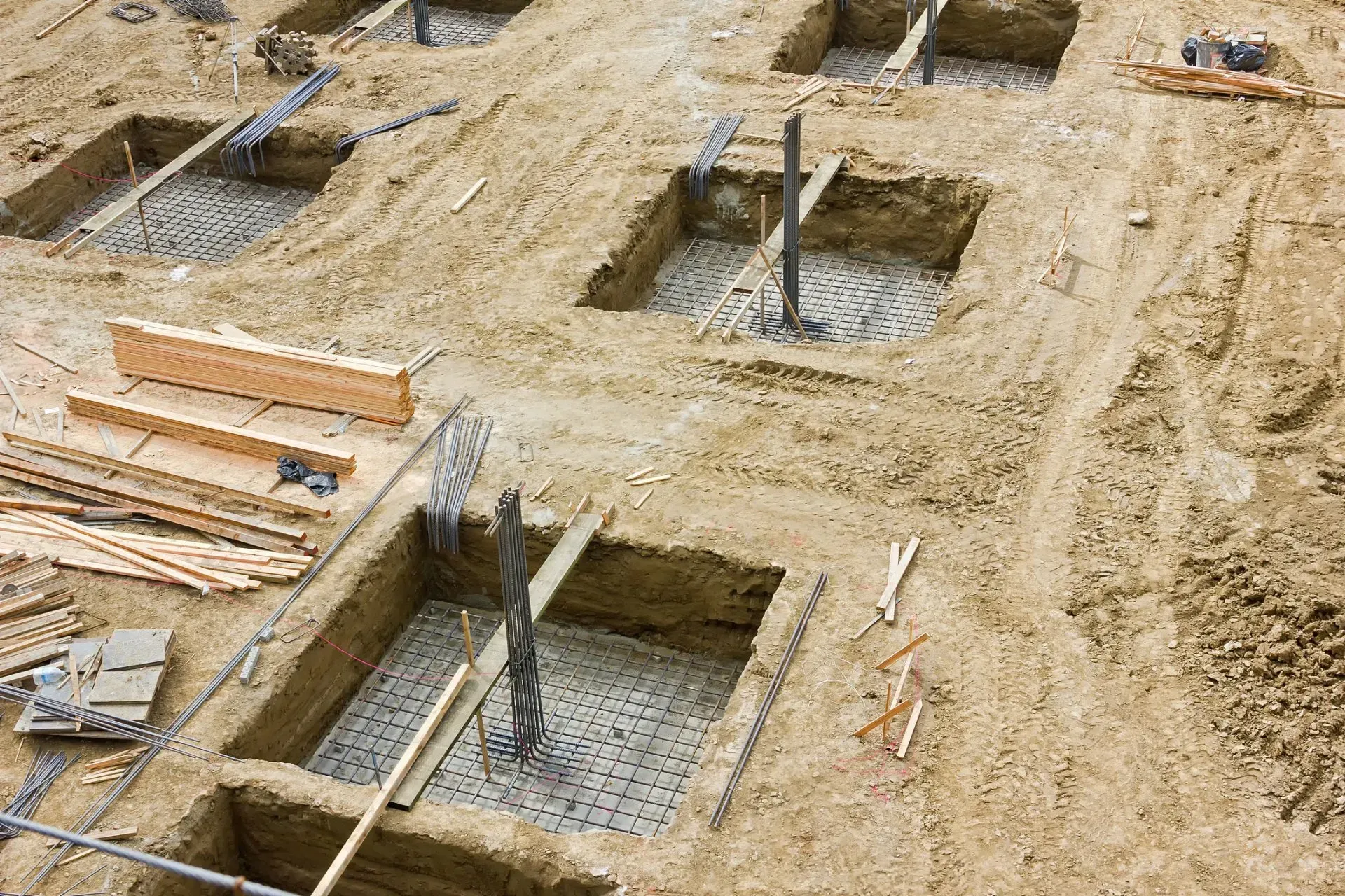 Gravel and framework laid to prepare for concrete footing