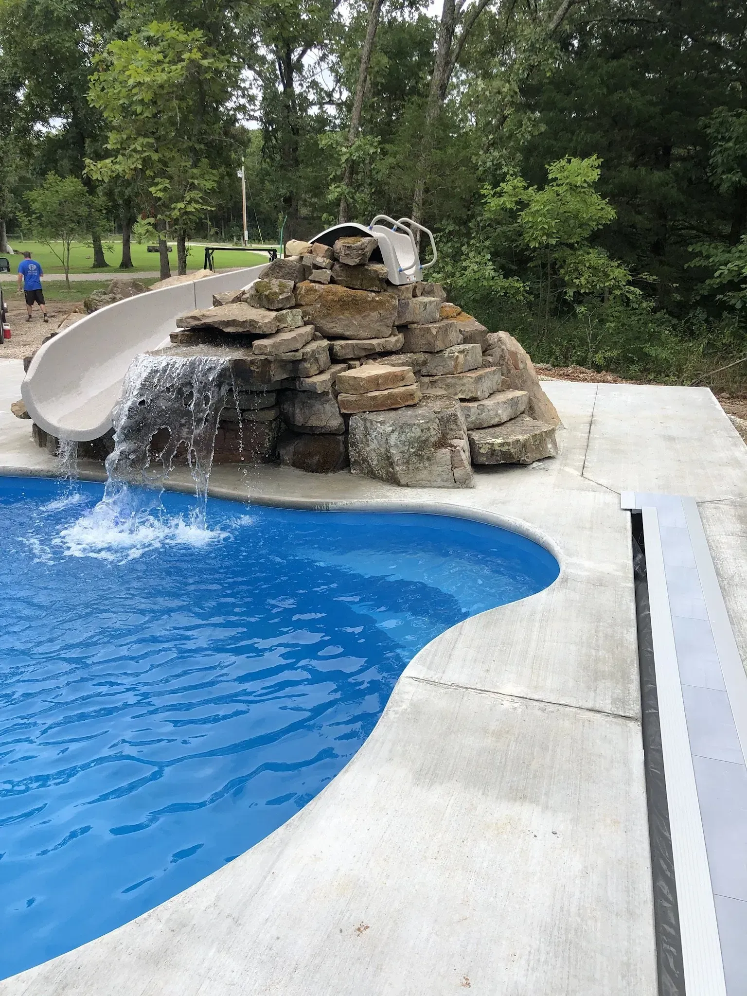 water slide into pool