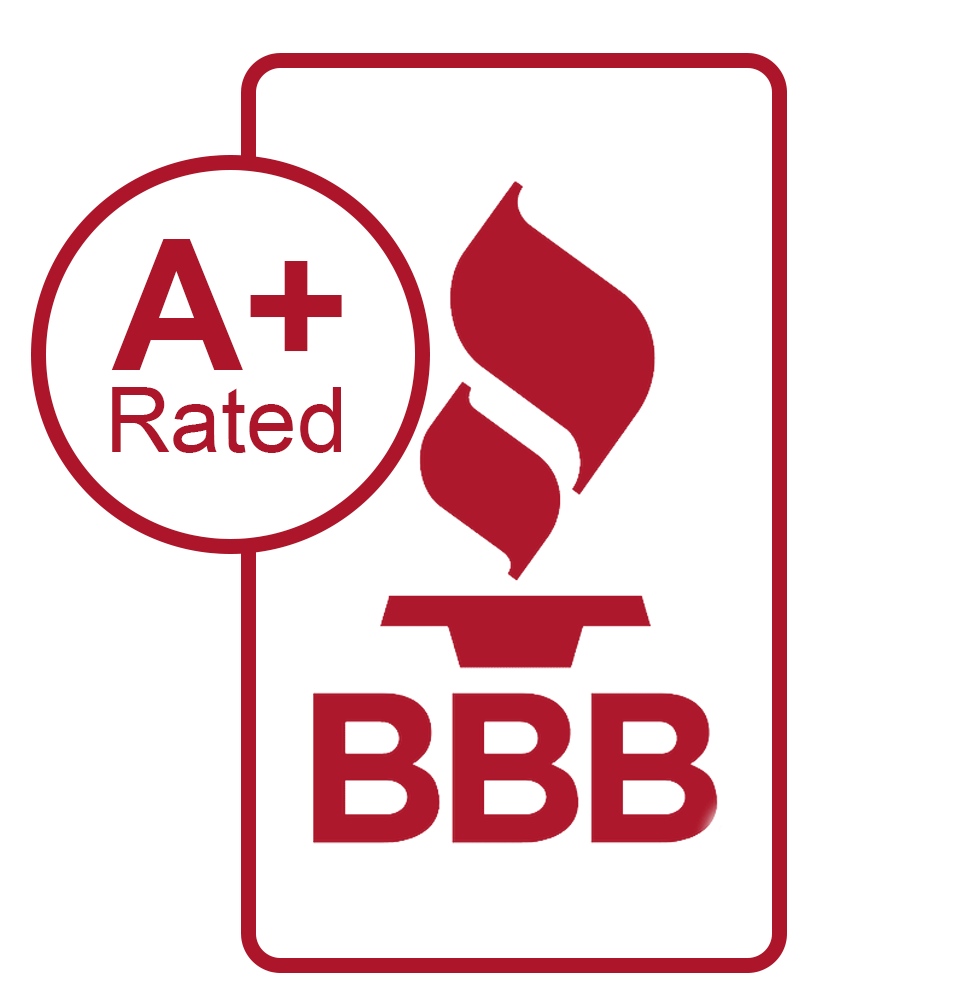 BBB A+ Rated logo: Red torch with